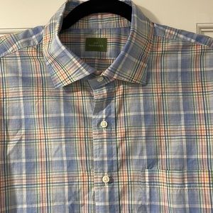 SID MASHBURN Men's Button Up Blue/ Multi Color Cotton Shirt - Large